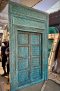 Antique Door with Full Carved Wood in Rustic Blue