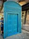 Heritage Blue old Door with Full Lattice Carving