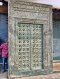 Antique Painted Door with Brass and Carving