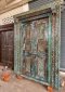 Front Door Decor with Antique Carving and Brass Sun