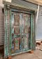 Front Door Decor with Antique Carving and Brass Sun