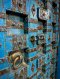 Antique Double Door Turquoise with Glass Window