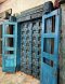 Antique Double Door Turquoise with Glass Window