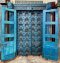 Antique Double Door Turquoise with Glass Window