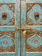 British Colonial Carving Teak Door Vintage Blue