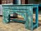 Unique Carved Console Table White Blue Mix Color