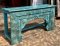 Unique Carved Console Table White Blue Mix Color