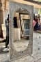 Large White Mirror with Carved Peacocks