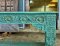Blue Washed Console Table with Carving