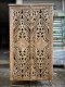 Light Wooden Cabinet White Washed Carving