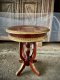 Round Wood Table with Brass Decor