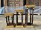 Wood Table with Brass Decor Set of 3