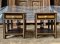 Wood Table with Brass Decor Set of 2