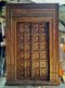 Wooden Front Door with Three-layer Carved Frame