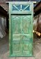 Beautiful Green Wooden Door with Vintage Glass
