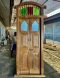 Natural Teak Wood Door with Colorful Glass Top