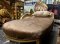 French Daybed Golden Carved with Velvet Fabric