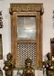 MR107 Antique Mirror with Carved Panel and Casted Iron Decor