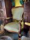 เก้าอี้วางแขนทรงยุโรปผ้าปักสีเขียววินเทจ (2 ตัว)