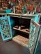 Antique Blue Cabinet with Iron Decor