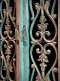 Antique Blue Cabinet with Iron Decor