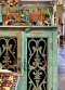 Antique Blue Cabinet with Iron Decor