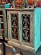 Antique Blue Cabinet with Iron Decor