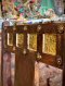 Dining Chairs Set of 6 Old Dark Wood Brass Decor
