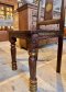 Dining Chairs Set of 6 Old Dark Wood Brass Decor