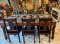 Dining Chairs Set of 6 Old Dark Wood Brass Decor