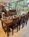 Dining Chairs Set of 6 Old Dark Wood Brass Decor