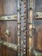 Antique Solid Wood Door with Brass Stripes and Thick Nails