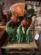 DCI135 Indian Painted Green Cats Set of 3