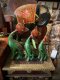 DCI135 Indian Painted Green Cats Set of 3