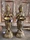 BRI51 Lakshmi Carrying Wick Lamp Brass Statue