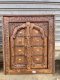 Small Carved Window with Brass Decor
