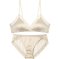 Champagn Cream Satin Longline Bralette Set by Skinn intimate