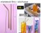 หลอดสแตนเลสสีเงิน /สีทอง/สีไทเทเนียม พร้อมแปรงล้างหลอด ขนาด ความยาว 21.5 ซม.