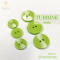 Turbine Buttons white + green 15 mm., 20 mm.
