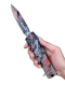 Microtech Combat Troodon Gen III D/E - Grey, Black, & Red Splatter Handle (1142-1BGBKRDSPLS)