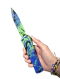 Microtech Combat Troodon Gen III D/E - Green Mamba - Black Green & Blue Splatter Handle - Splatter Cerakote Blade (1142-1GMPWBKSPLS)