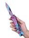 Microtech Combat Troodon Gen III D/E - Black, Pink, & Blue Paint Splatter - Splatter Cerakote Blade (1142-1LBPK-BKSPLS)