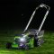 Greenworks รถตัดหญ้าเดินอัตโนมัติไร้สาย 60V และเครื่องตัดหญ้าสะพายแบตเตอรี่ พร้อมแบตเตอรี่ 8 แอมป์ 2 ก้อนและแท่นชาร์จ