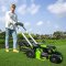 Greenworks รถตัดหญ้าเดินอัตโนมัติไร้สาย 60V และเครื่องตัดหญ้าสะพายแบตเตอรี่ พร้อมแบตเตอรี่ 8 แอมป์ 2 ก้อนและแท่นชาร์จ
