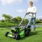 Greenworks รถตัดหญ้าเดินอัตโนมัติไร้สาย 60V และเครื่องตัดหญ้าสะพายแบตเตอรี่ พร้อมแบตเตอรี่ 8 แอมป์ 2 ก้อนและแท่นชาร์จ
