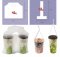 100PCS Plastic Clear Handle Drink Containers Bags for Shops Stores Delivery (Double Cup)