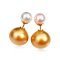 8.0 - 8.1 mm and 13.4-13.6 mm, Akoya Pearl and Gold South Sea Pearl, Front Back Double Pearl Stud Earrings