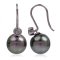 9.0-9.5 mm Tahitian Pearl White Topaz Fish Hooks Earrings