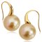 14.0-14.5 mm Gold South Sea Pearl Long Tail Fish Hooks Earrings