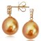 10.09 mm and 10.14 mm South Sea Pearl Diamond Dangle Earrings